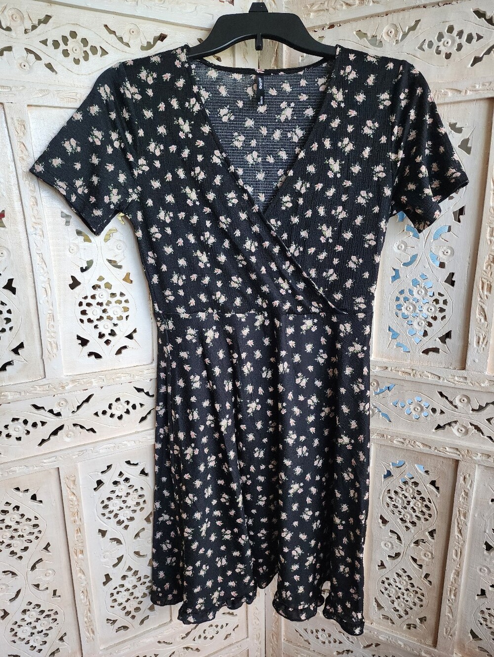 House Brand Black Floral Mini Dress- Womens Size Small